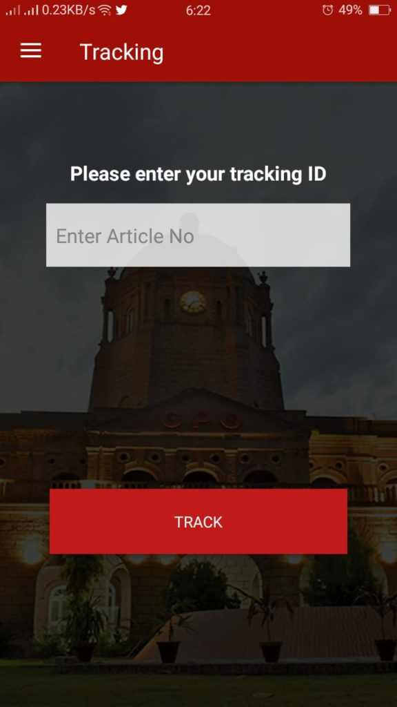 Application Track page 